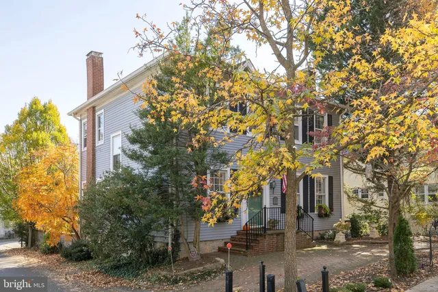 a front view of a house with yard and green space