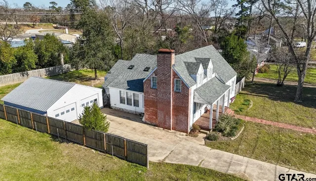 an aerial view of a house