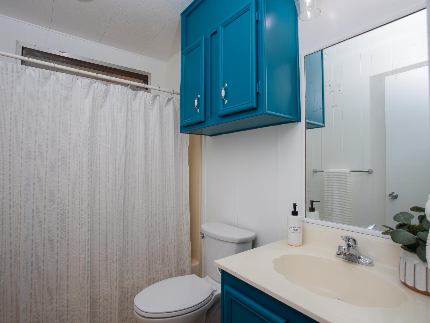 14074 Irish Town Road, Unit 40 Pine Grove, CA 95665 - Photo 32 of 51 a bathroom with a sink a toilet and shower curtain