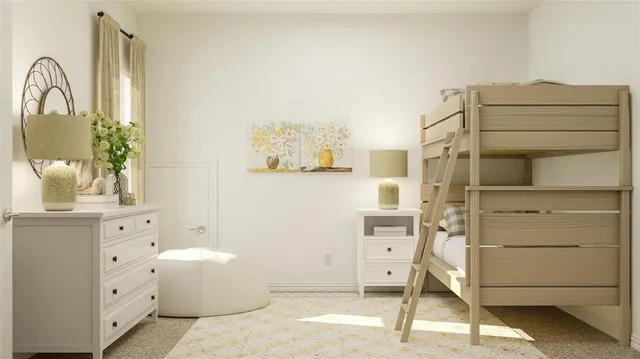 a bedroom with a white bed and cabinets