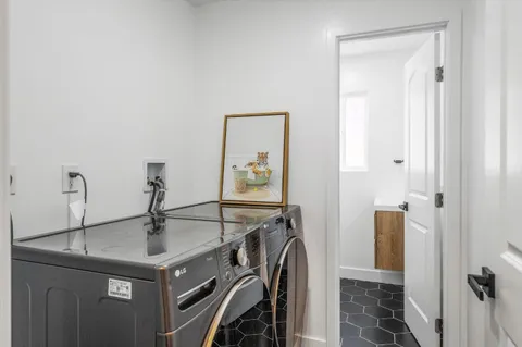a view of a hallway with workspace