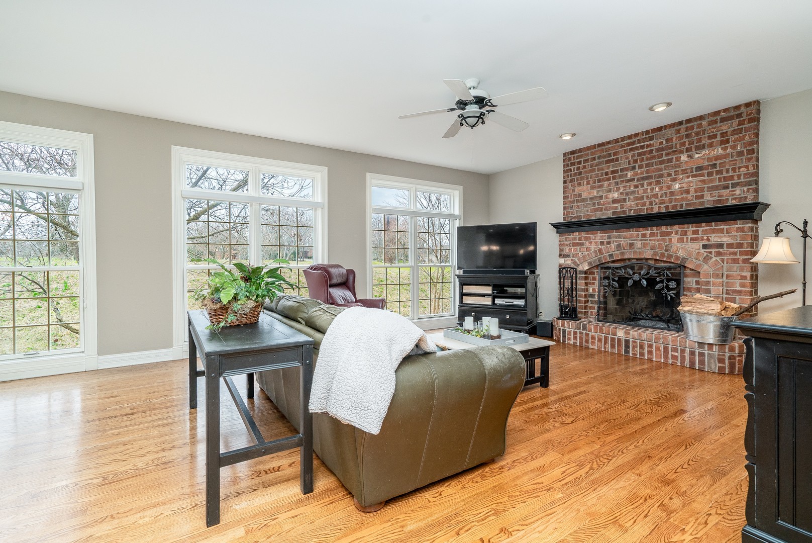 Undisclosed Address Geneva, IL 60134 - Photo 4 of 29 a living room with furniture a flat screen tv and a fireplace