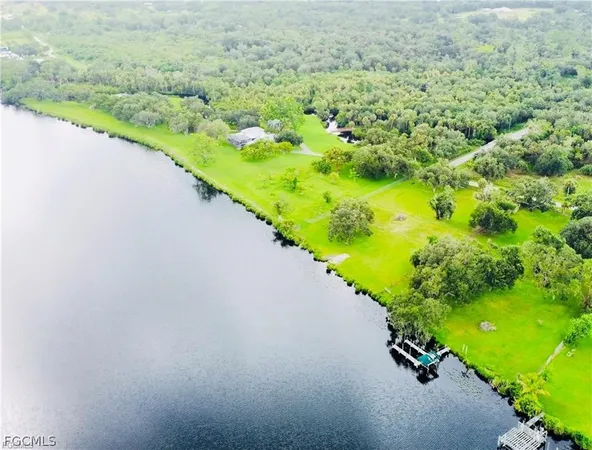 a view of a lake with a city