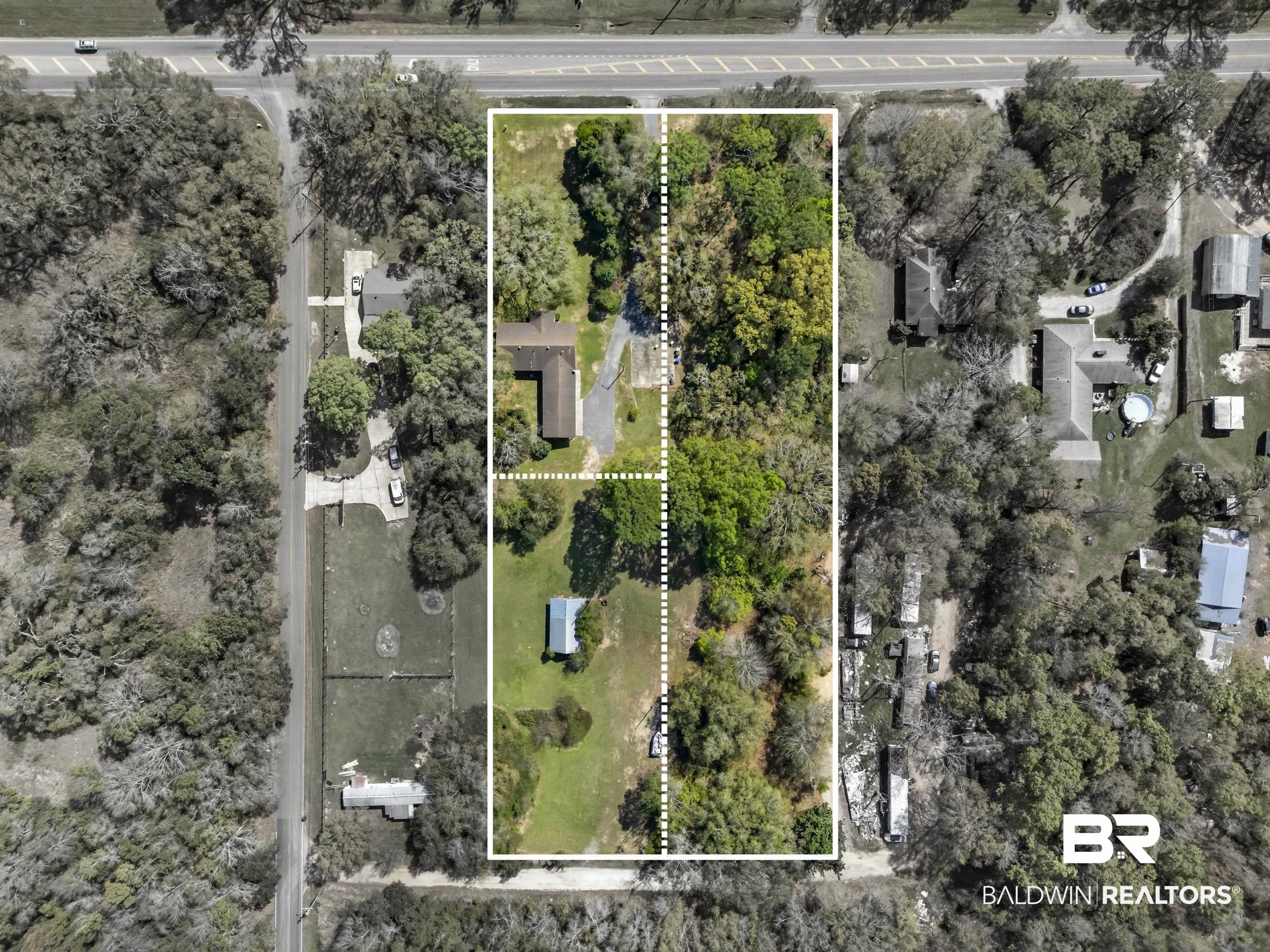 17463 Highway 98 Foley, AL 36535 - Photo 32 of 57 Aerial view of property's location featuring property boundaries highlighted