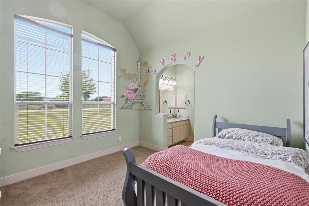 406 Spurgin Road Lucas, TX 75002 - Photo 21 of 39 Bedroom featuring vaulted ceiling and light colored carpet