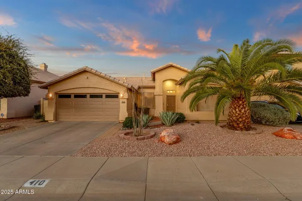 a front view of a house with patio