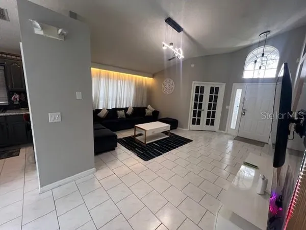 a living room with furniture