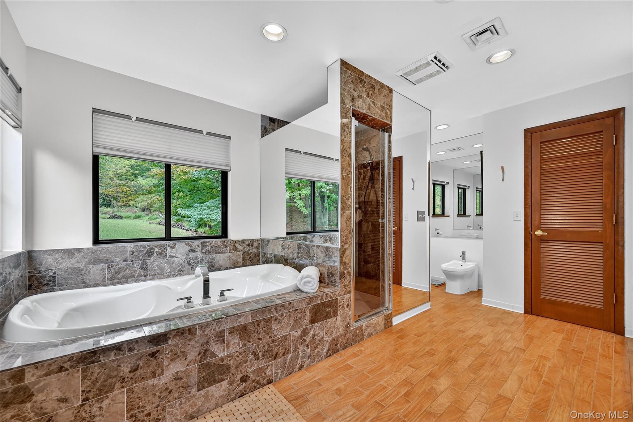 2 Tenny Lane Cornwall, NY 12518 - Photo 25 of 44 Full bath featuring a shower stall, a bath, a bidet, recessed lighting