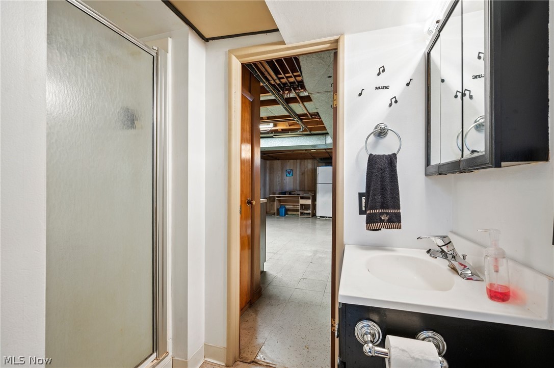 4113 Rabbit Run Drive Brooklyn, OH 44144 - Photo 26 of 28 Bathroom with toilet and vanity and shower in basement