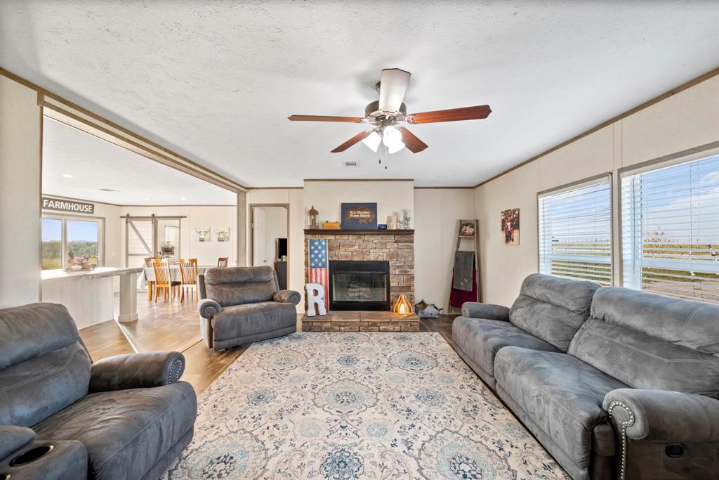 10026 County Rd NW 4350 Frost, TX 76641 - Photo 4 of 33 a living room with furniture a fireplace and a large window