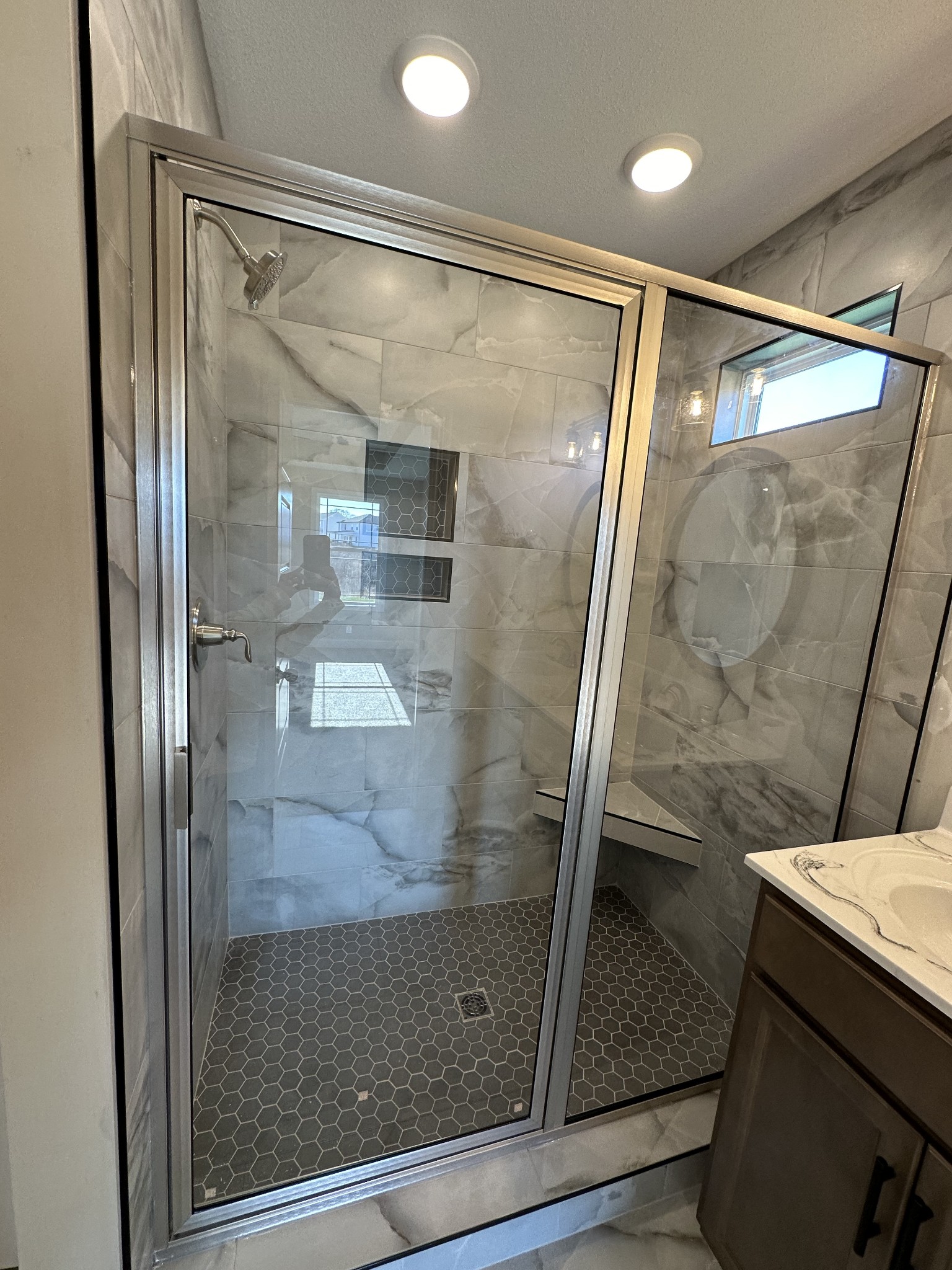 104 Cherry Fields Clarksville, TN 37042 - Photo 16 of 18 a bathroom with a glass shower door and mirror