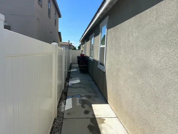 a view of a pathway of a building