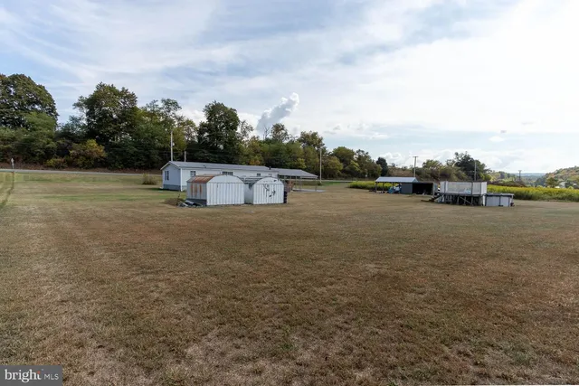 a view of a field with an ocean