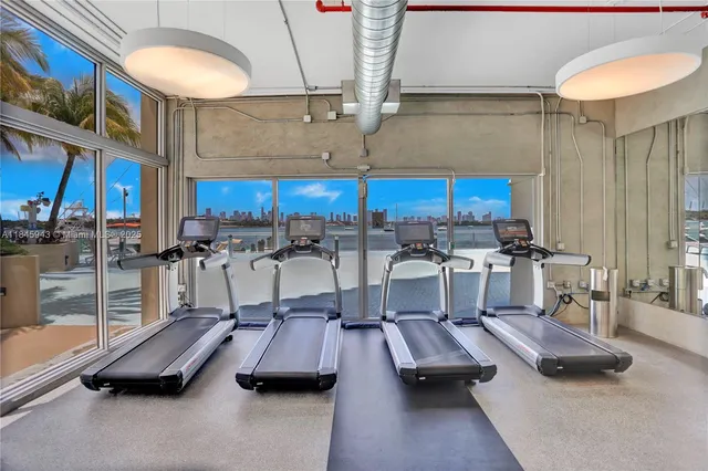 a view of a room with gym equipment