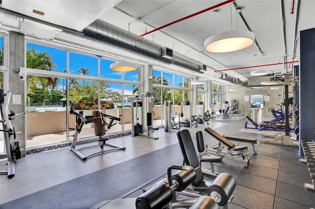 a view of a room with gym equipment