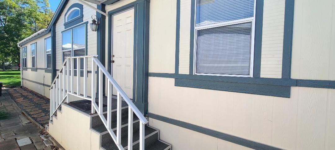 a view of front door of stairs