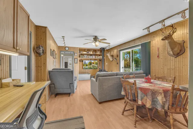 a workspace with furniture and window