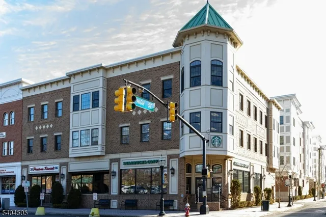 a front view of a multi story building