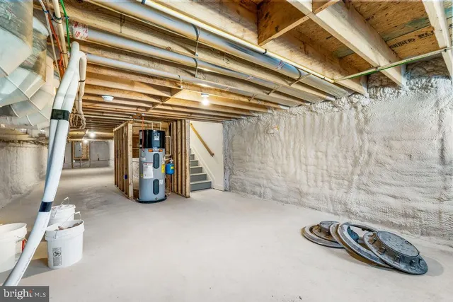 a view of room with wooden walls