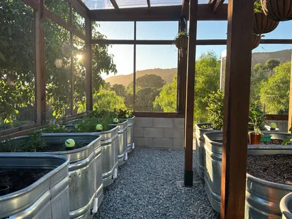 a view of an outdoor space with seating area