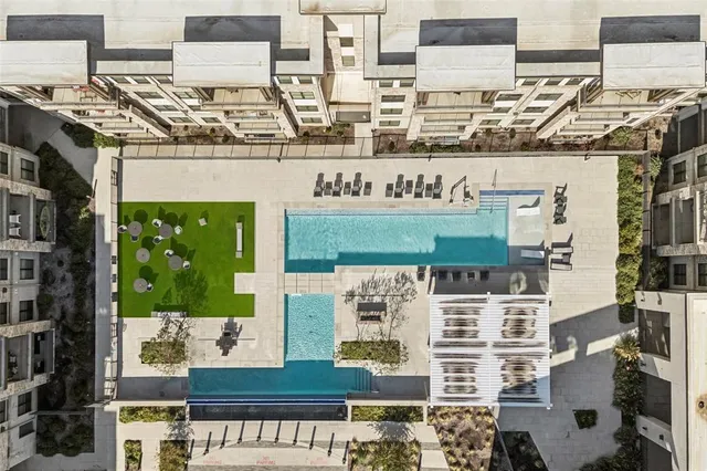 front view of a building with a street