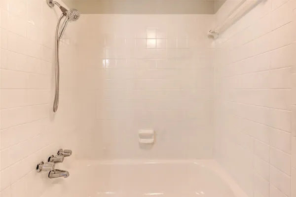 a bathroom with a bathtub