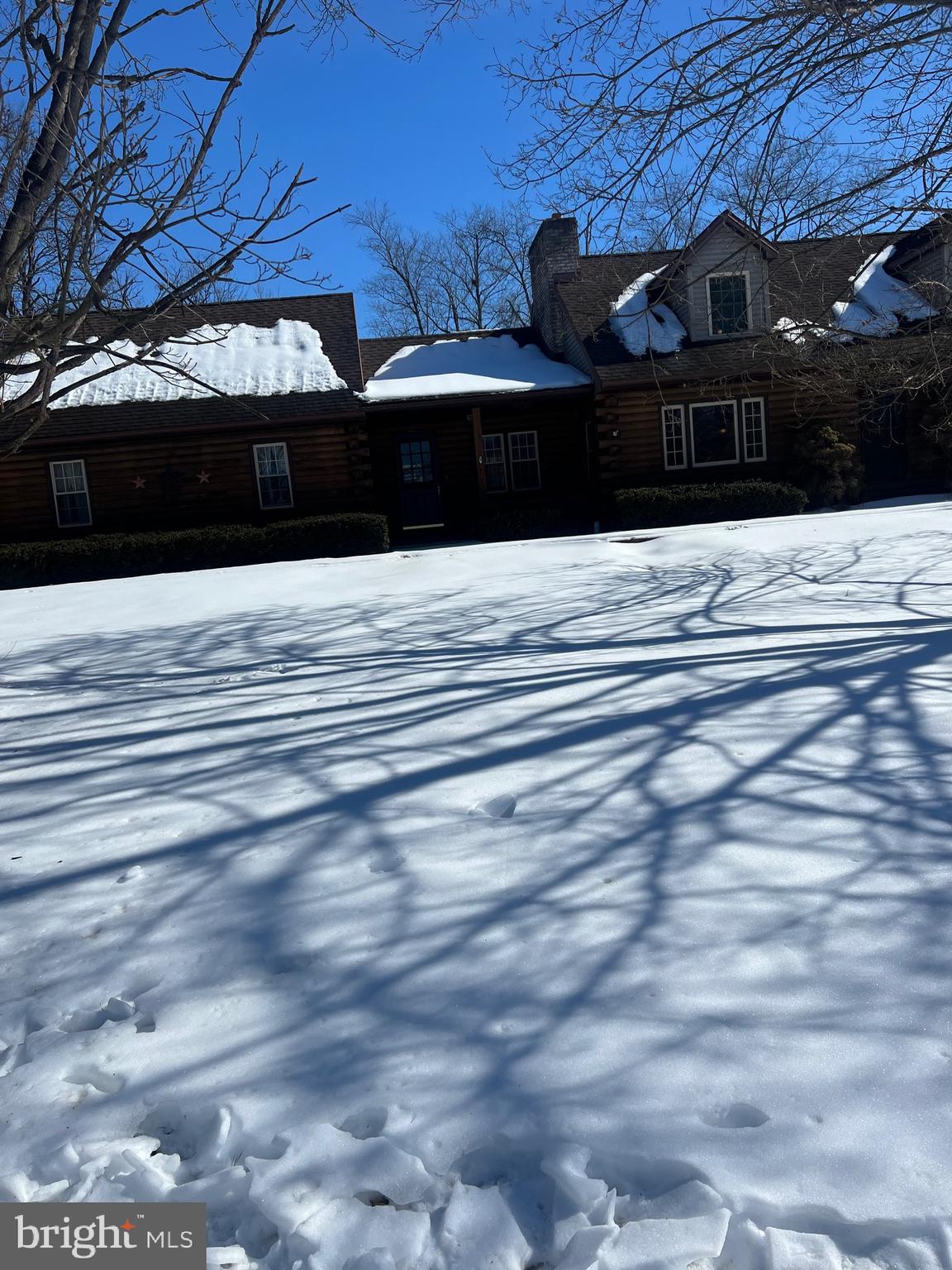 Picturesque Log Home in the Snow