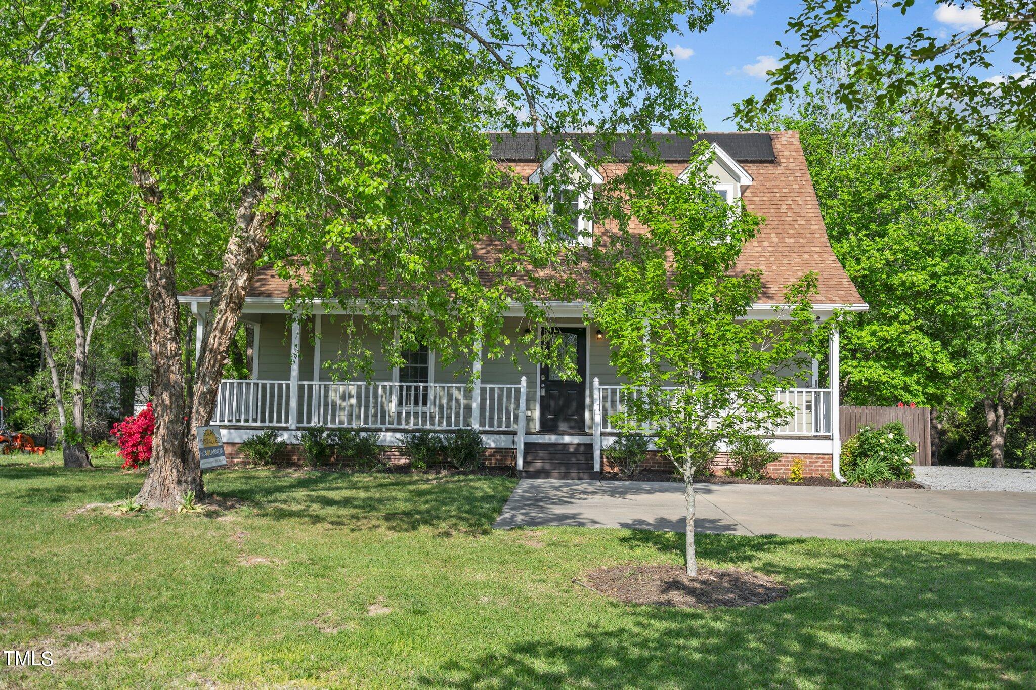 a garden view with a seating space