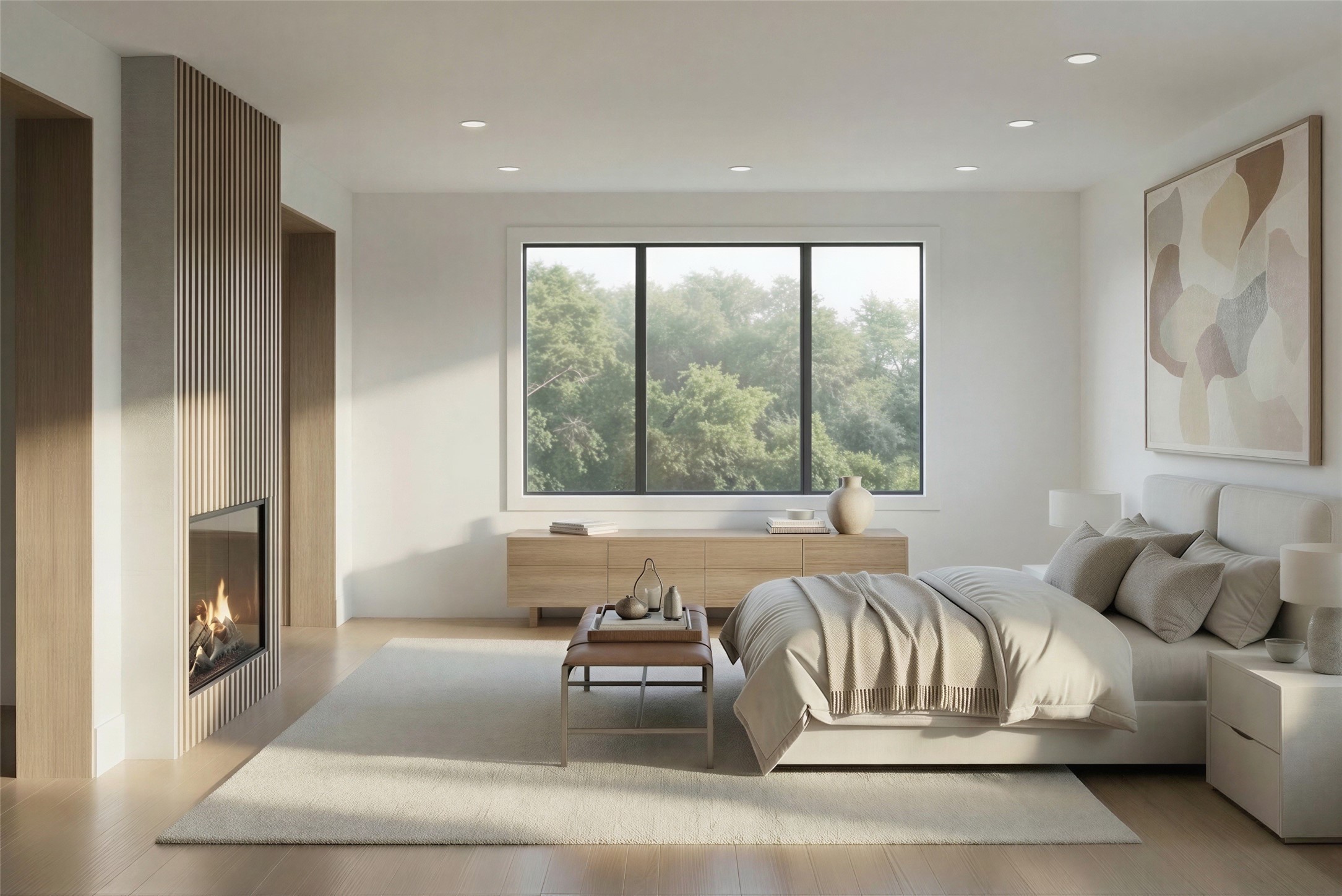 2247 Chilton Road Houston, TX 77019 - Photo 6 of 12 Rendering: Primary bedroom featuring a fireplace with a fluted marble mantle.