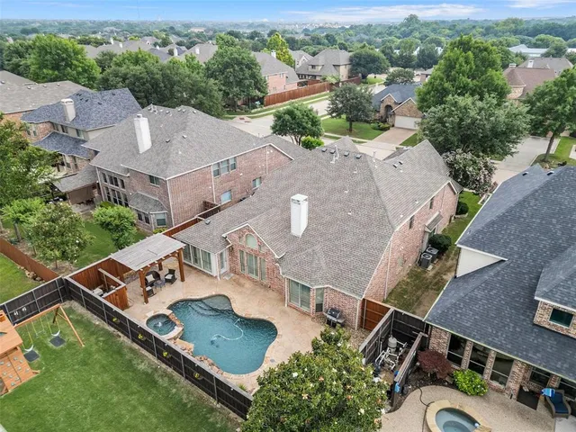 an aerial view of a house