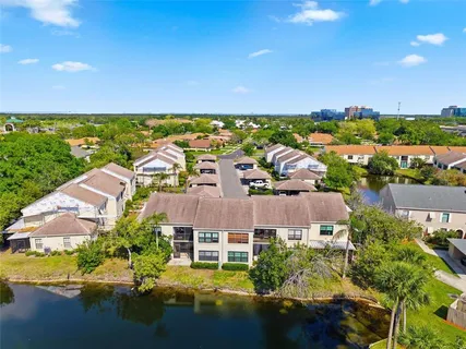 an aerial view of a house