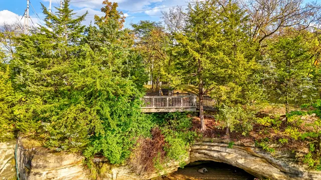 a view of a lake in the sunset