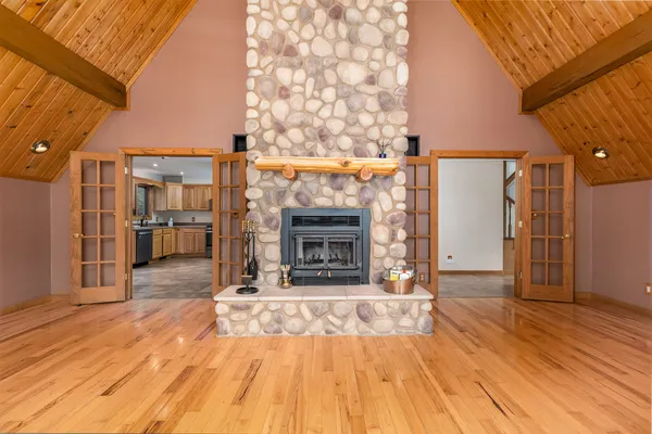 a view of livingroom with furniture and fireplace