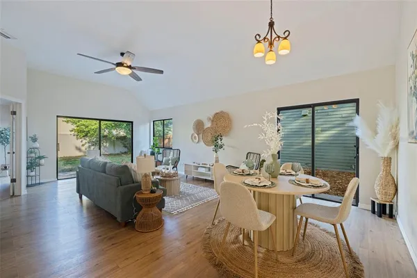 a living room with furniture