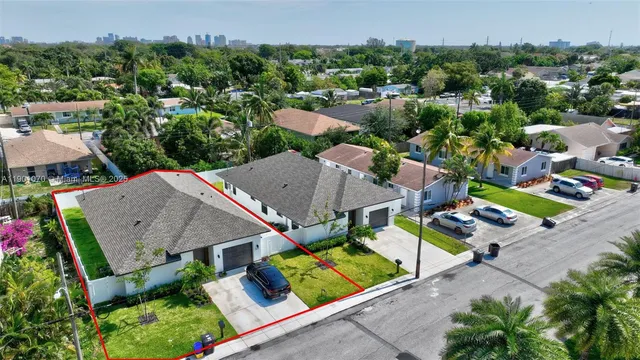 an aerial view of multiple house