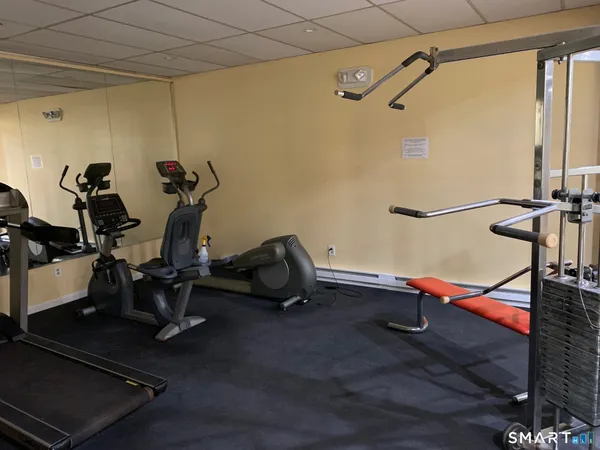 a room with gym equipment