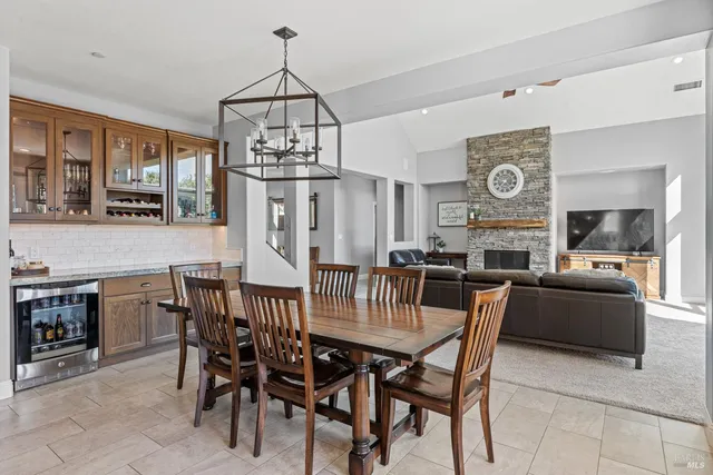 a view of a dining room and livingroom view