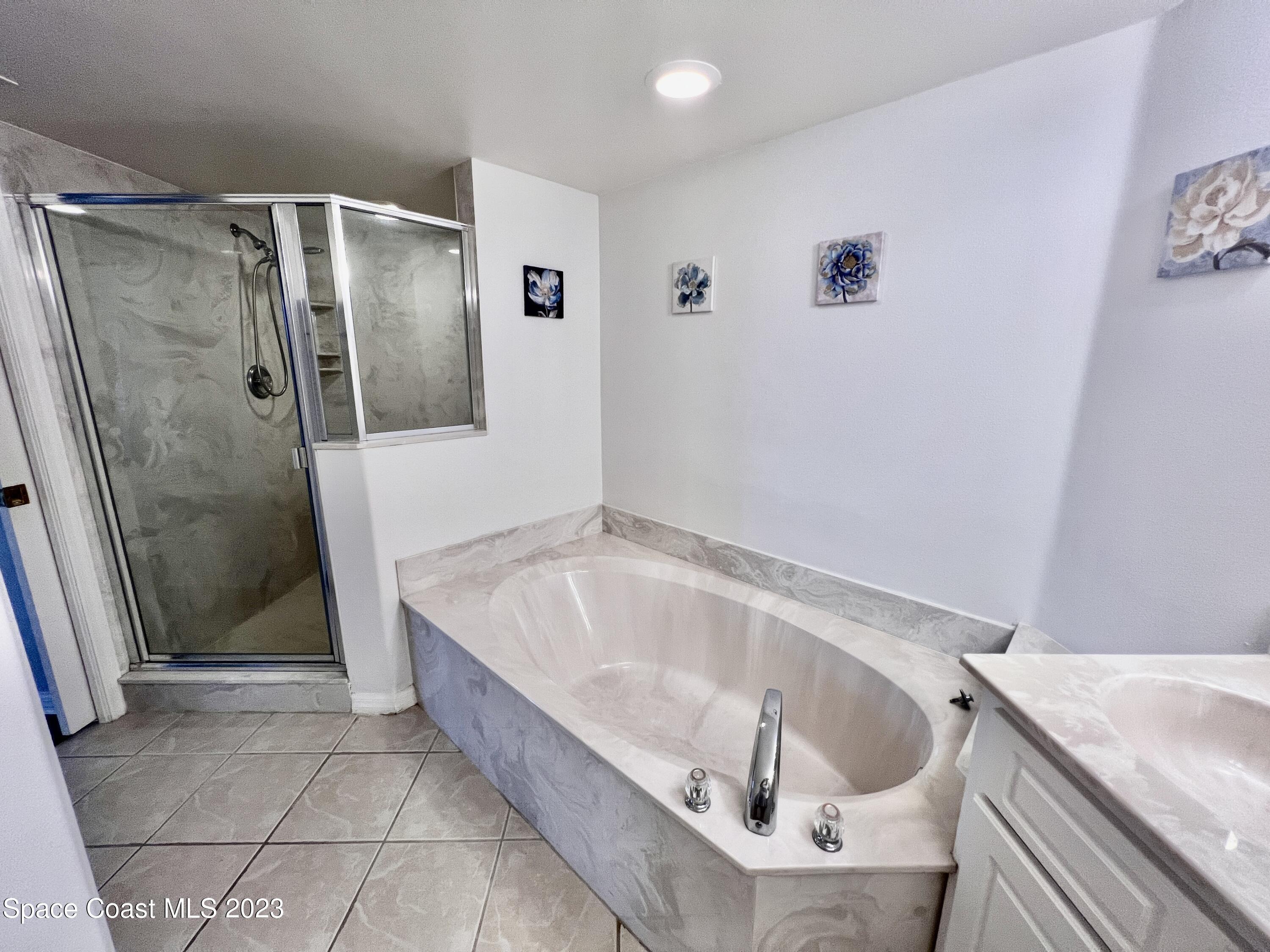 800 Del Rio Way, Unit 402 Merritt Island, FL 32953 - Photo 9 of 24 a bathroom with a tub a toilet and a shower