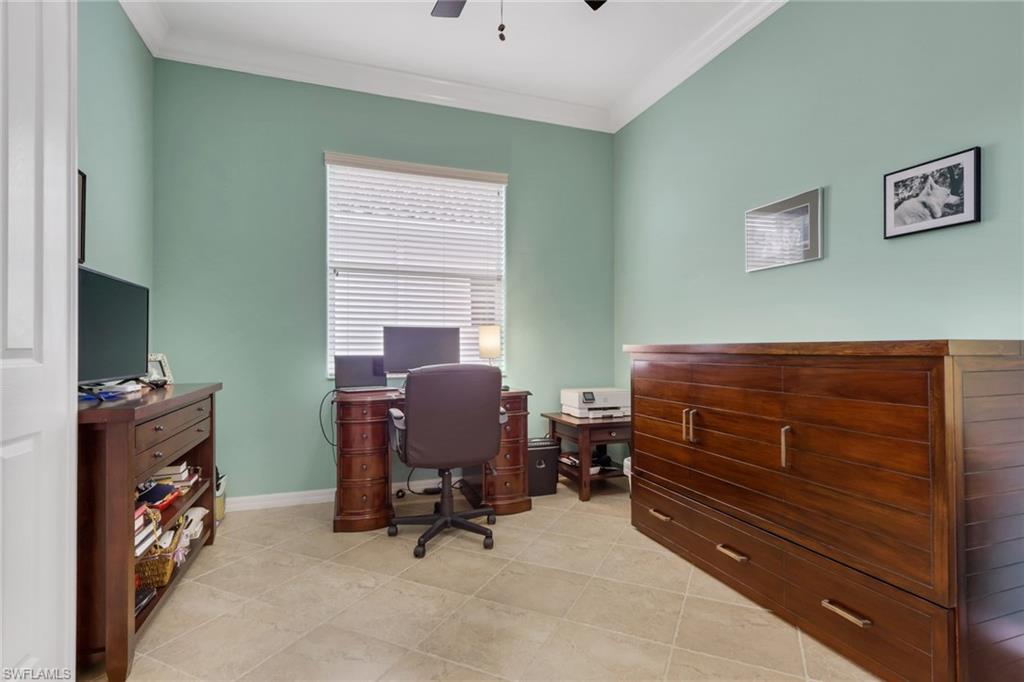 9348 Sun River Way Estero, FL 33928 - Photo 35 of 50 Office space featuring crown molding and ceiling fan