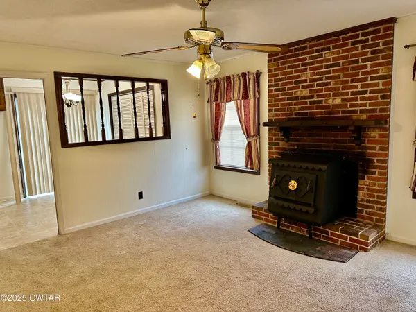 a living room with windows