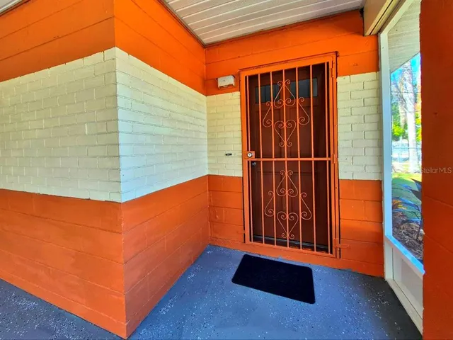 a view of outdoor space with sliding door