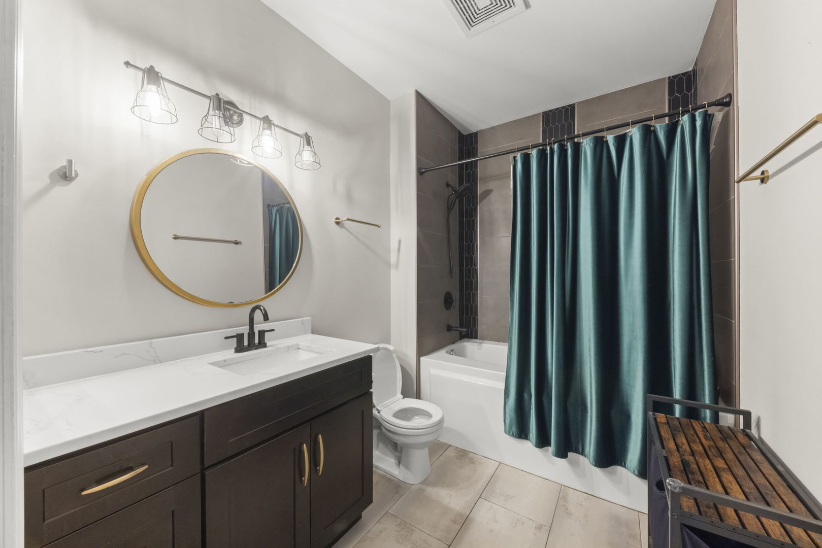 1301 West Madison Street, Unit 305 Chicago, IL 60607 - Photo 14 of 22 a bathroom with a double vanity sink mirror and toilet