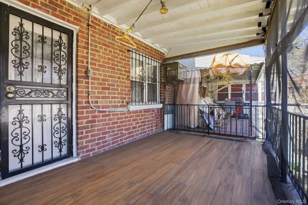 a view of wooden balcony