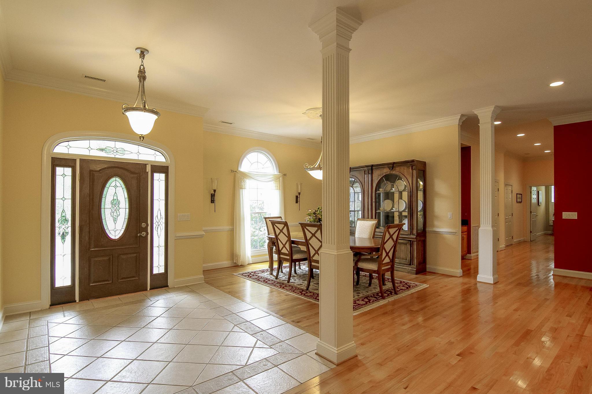 Custom Ceramic Tile Foyer, Crown & Fluted Column