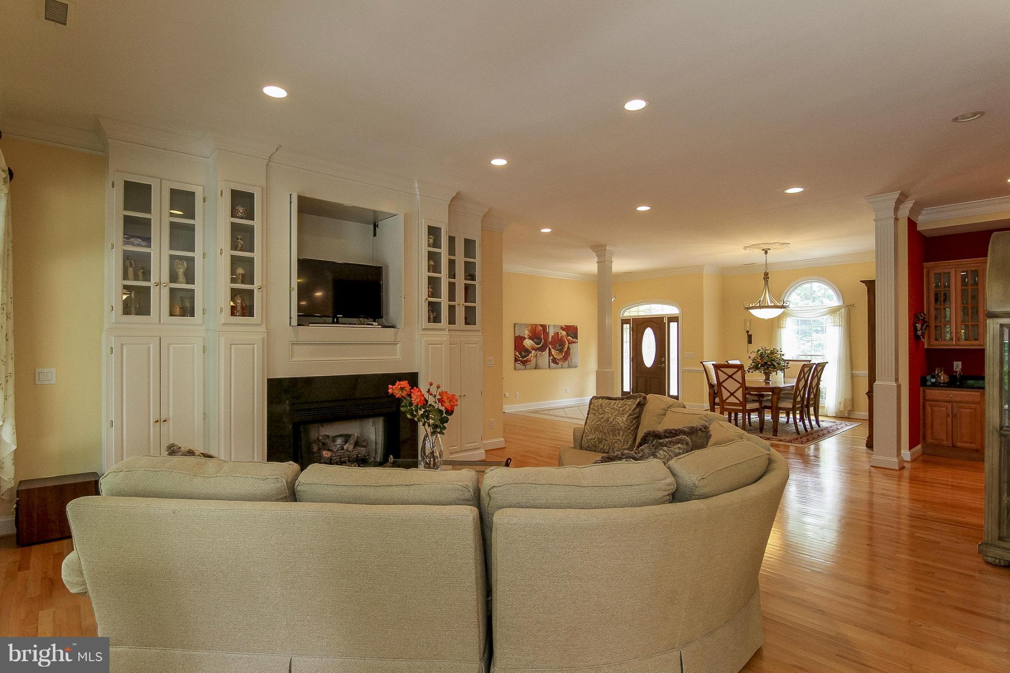 Family Room FP w/Granite & Built-in Cabinets