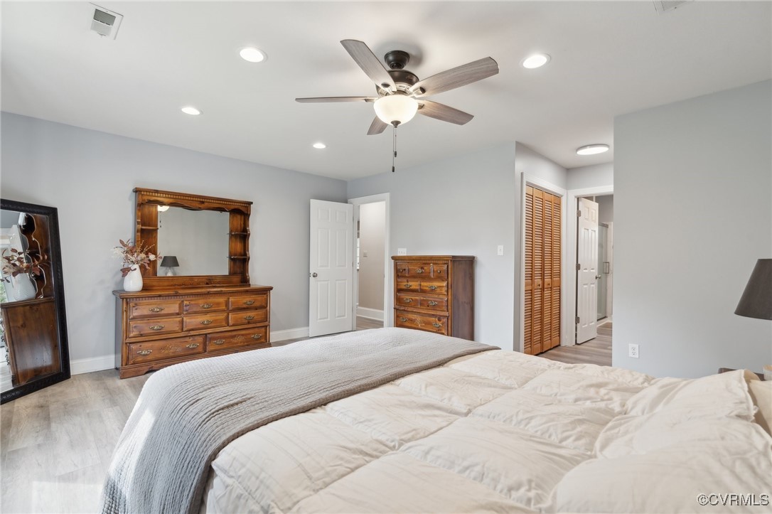 17830 Stage Road Barhamsville, VA 23011 - Photo 23 of 48 Bedroom featuring a ceiling fan, baseboards, light