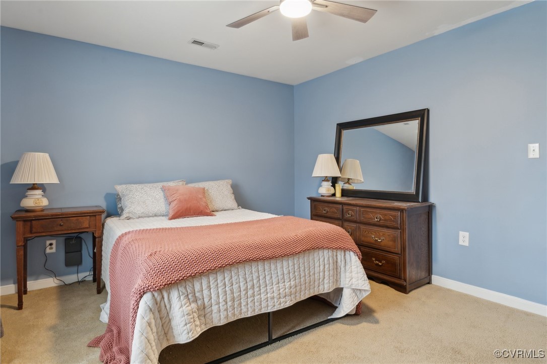 17830 Stage Road Barhamsville, VA 23011 - Photo 29 of 48 Bedroom featuring visible vents, light carpet, bas
