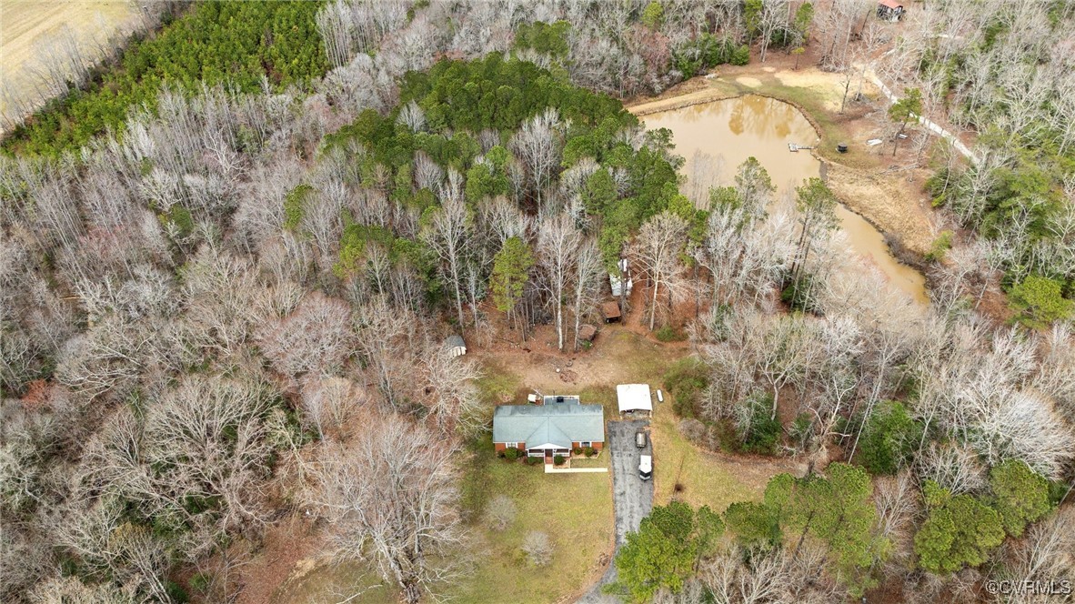 17830 Stage Road Barhamsville, VA 23011 - Photo 41 of 48 Bird's eye view featuring a forest view and a wate