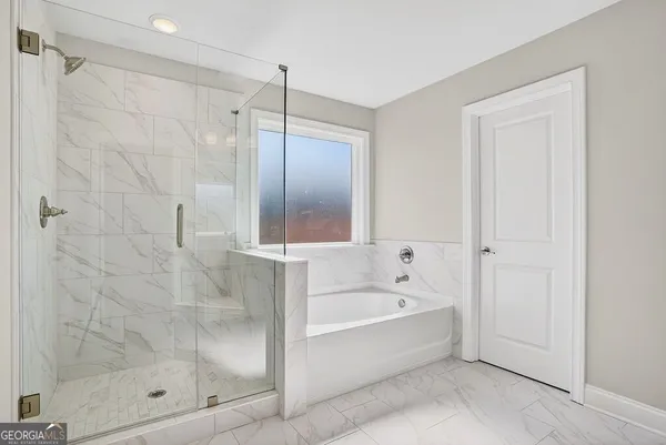 a bathroom with a bathtub