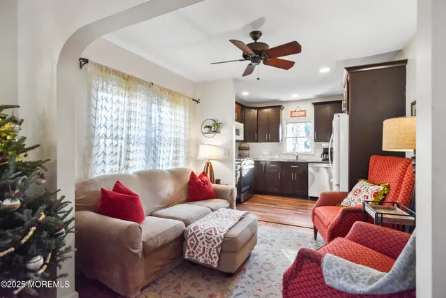 a living room with furniture